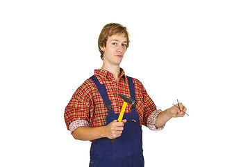 Image showing Carpenter with Hammer
