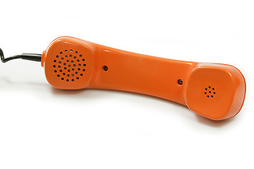 Image showing Old orange telephone tube