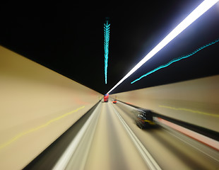 Image showing highway tunnel , motion blured