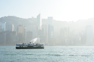 Image showing Hong Kong harbour with mist