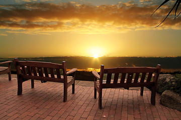 Image showing Sunrise Over Benches