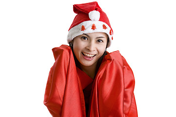 Image showing woman with santa claus hat