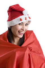 Image showing woman with santa claus hat