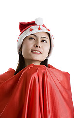 Image showing woman with santa claus hat