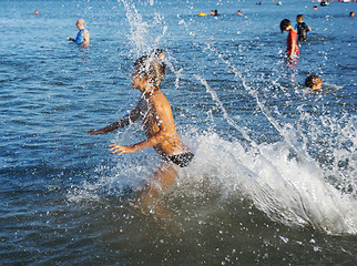 Image showing Swimming in lake Kinneret