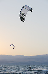 Image showing Sky-surfing on lake Kinneret