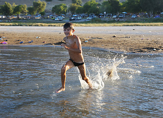 Image showing Swimming in lake Kinneret