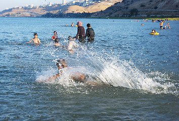 Image showing Swimming in lake Kinneret