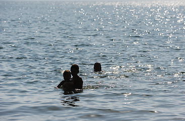 Image showing Swimming in lake Kinneret