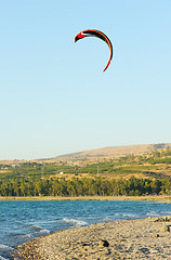 Image showing Sky-surfing on lake Kinneret