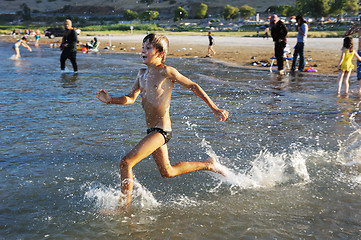 Image showing Swimming in lake Kinneret