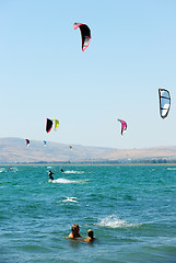 Image showing Sky-surfing on lake Kinneret