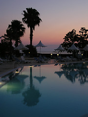 Image showing Swimming pool at sunset