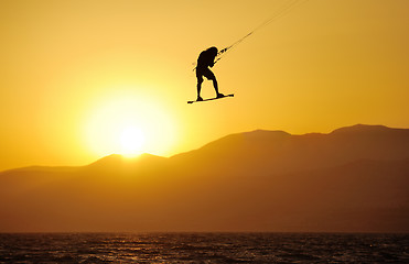 Image showing Sky-surfing on lake Kinneret