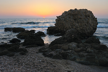 Image showing Sunset on the beach 