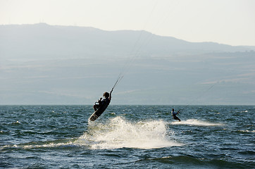 Image showing Sky-surfing on lake Kinneret