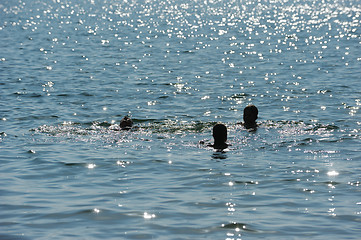 Image showing Swimming in lake Kinneret