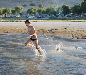 Image showing Swimming in lake Kinneret