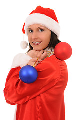 Image showing woman in hat santa