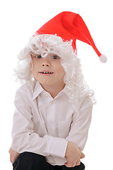 Image showing child in a hat santa claus