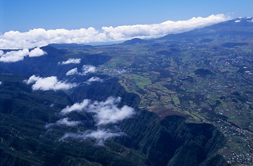 Image showing Aerial view of gorge and Cafres plain Reunion island