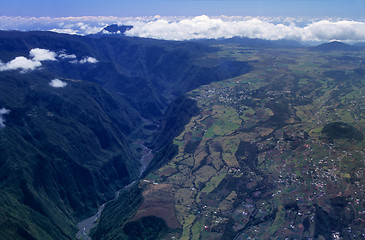 Image showing Aerial view of gorge and Cafres plain Reunion island