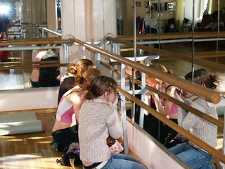 Image showing Young models doing makeup