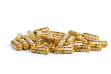 Image showing Pile of homeopathic pills with bee pollen