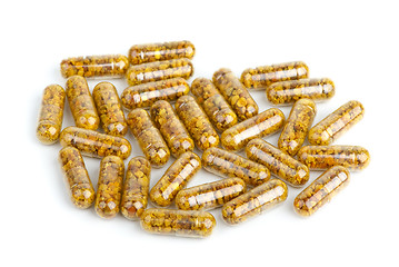 Image showing Pile of homeopathic pills with bee pollen