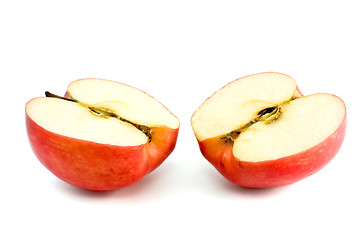 Image showing Two red apple halves