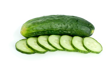 Image showing Whole cucumber and few slices