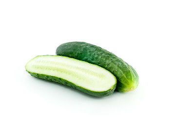 Image showing Whole and half of cucumber