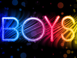 Image showing Boys Gay Pride Abstract Colorful Waves on Black Background