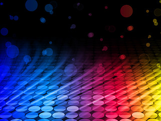 Image showing Disco Abstract Colorful Waves on Black Background