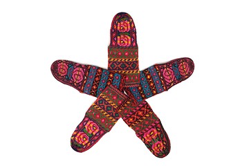 Image showing Star made of homemade wool socks isolated