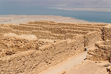 Image showing Ruins of ancient fortress in the desert near the Dead Sea