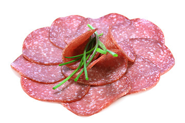 Image showing Salami slices