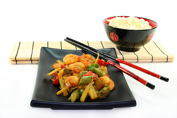 Image showing Rice with Asian shrimp