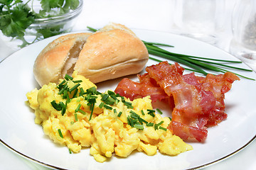 Image showing Scrambled Eggs with Bacon