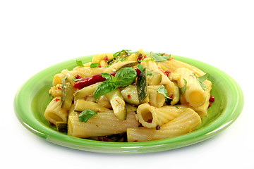 Image showing Tortiglione with fiery chili zucchini