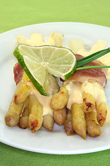 Image showing Asparagus in bacon coat