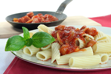 Image showing Tortiglione with tomato sauce