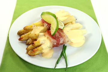 Image showing Asparagus in bacon coat