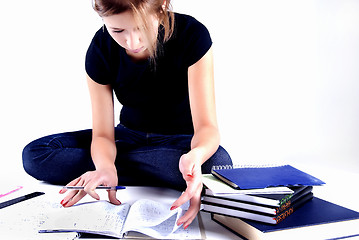 Image showing girl spending time in studying 