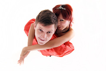 Image showing Young couple  in red 