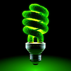 Image showing Green energy-saving lamp