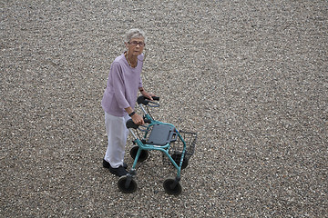 Image showing Senior female walking