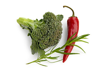 Image showing Broccoli with chili pepper