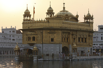 Image showing Golden temple in Amritsar at sunset