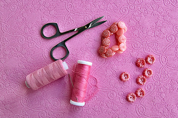 Image showing Pink Accessories on fabric